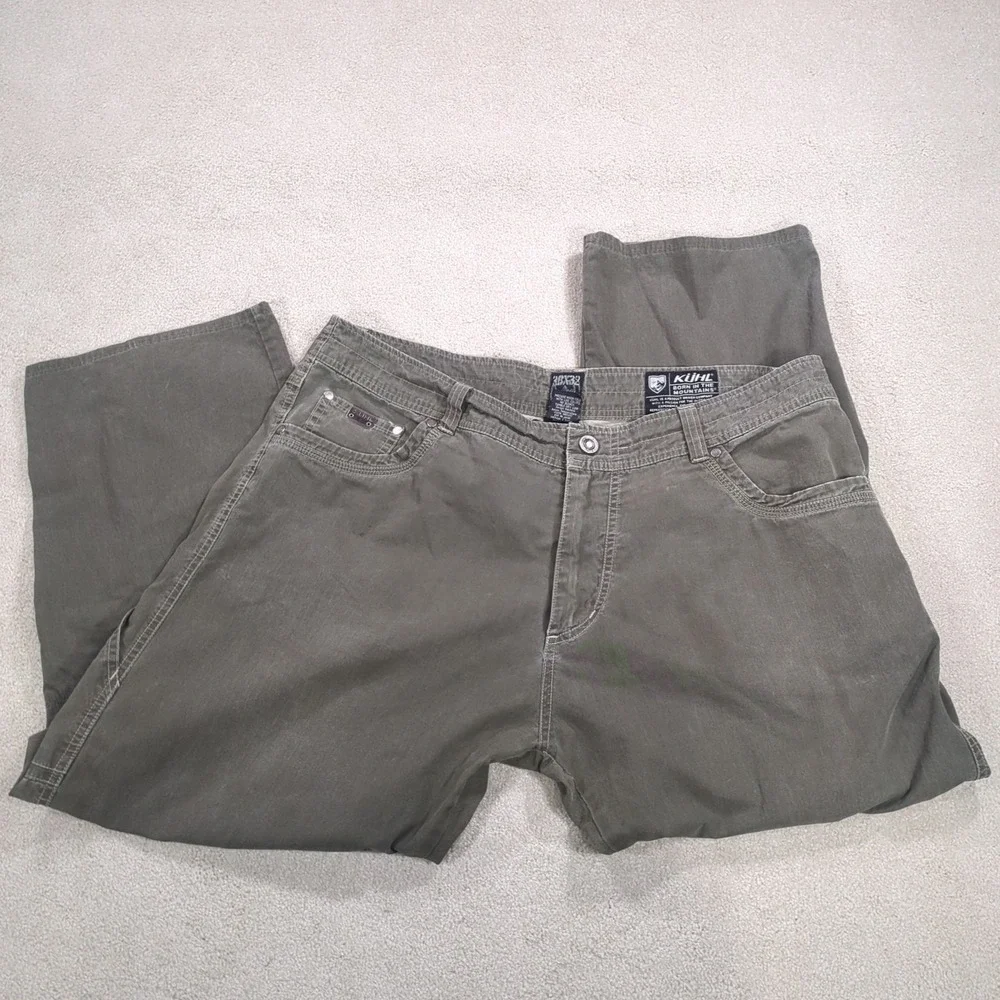 Kuhl Pants Revolvr Nylon Stretch Hiking Outdoor Greenish Gray Mens 38x32 (Short)